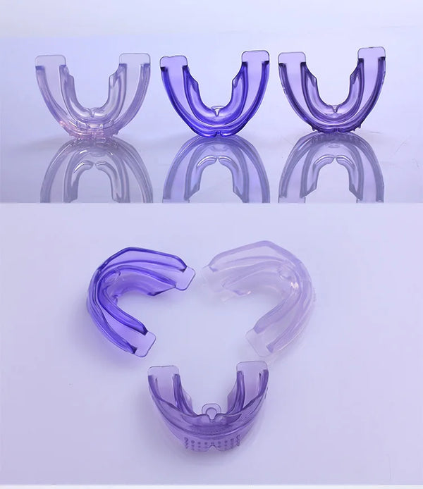 Purple mouthguard on a white background